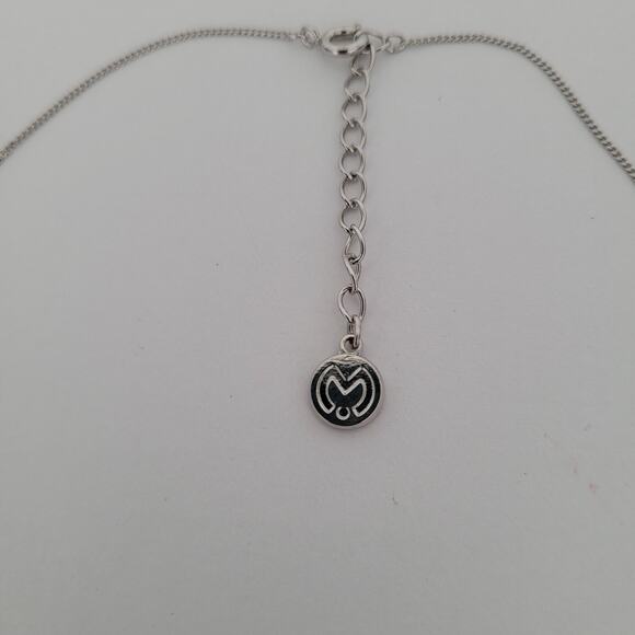 Milano Silver Necklace Pendant Tear Drop Chain 16-18 Rhinestones Minimalistic - Picture 4 of 8